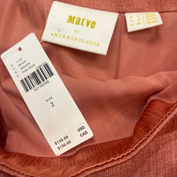 NWT $130 Anthropologie Maeve Cassia Rust Tiered ruffle Midi Skirt Orange Satin 2 - Picture 6 of 8